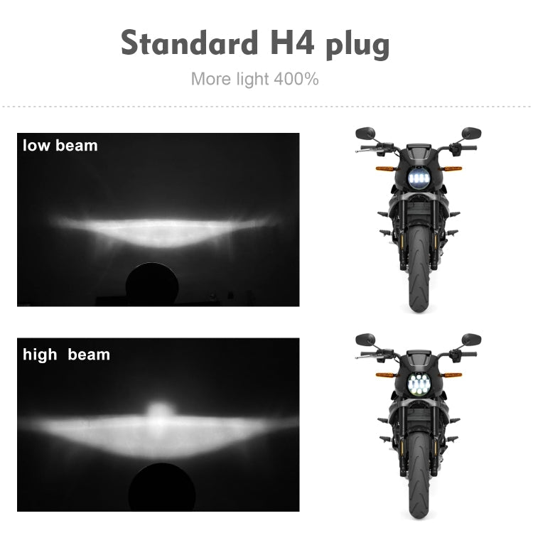EagleVision DC9-30V 35W 6000K 4000LM 5.75 inch Round Motorcycle 6LEDs Headlight with Angel Eye for Harley-Davidson