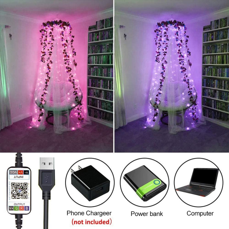 RGB USB  LED Copper Wire Light String Holiday Decoration Light String Bluetooth Mobile APP Control, Length:15m 150 LED