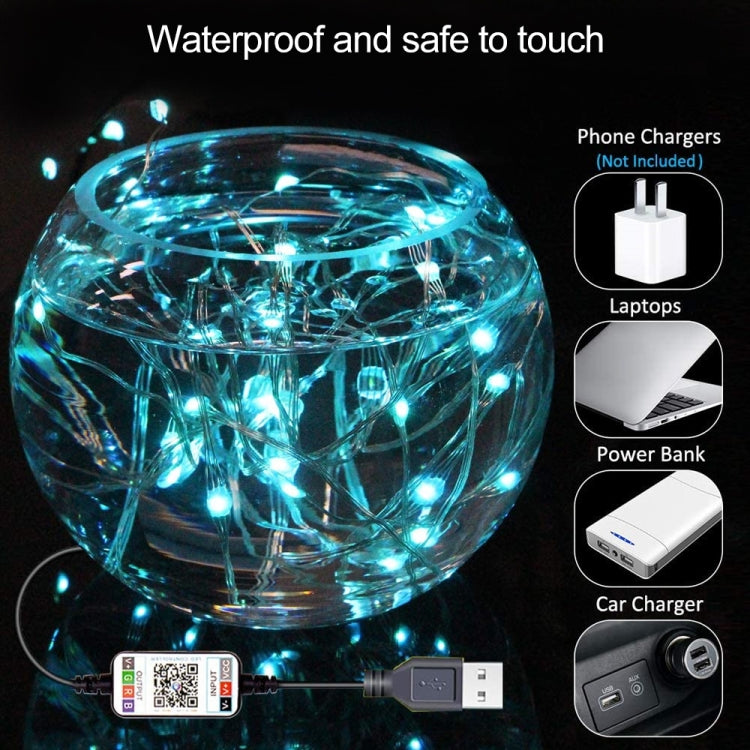 RGB USB  LED Copper Wire Light String Holiday Decoration Light String Bluetooth Mobile APP Control, Length:15m 150 LED