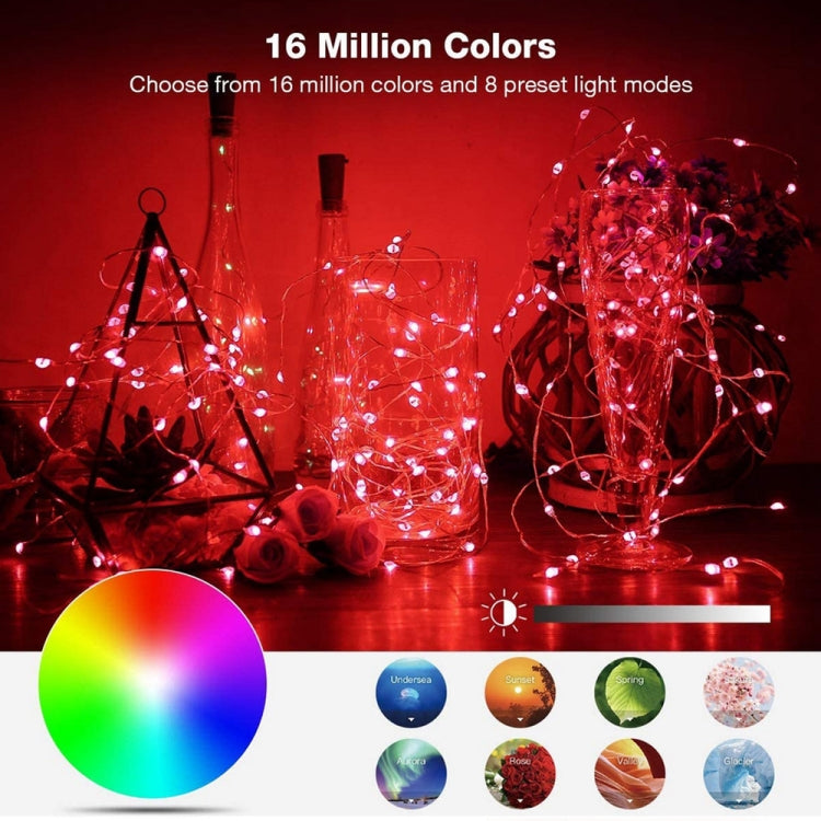 RGB USB  LED Copper Wire Light String Holiday Decoration Light String Bluetooth Mobile APP Control, Length:15m 150 LED