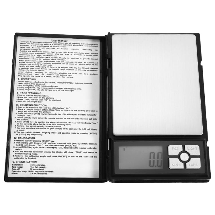 MH-1108 Notebook Shape High Precision Electronic Diamond Gold Jewelry Scale  (0.1g~2000g), Excluding Batteries
