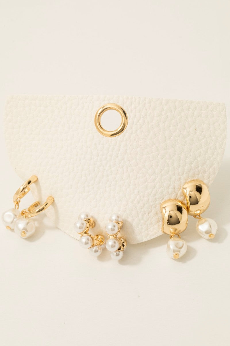Mixed Pear Charms Hoop Earrings Set