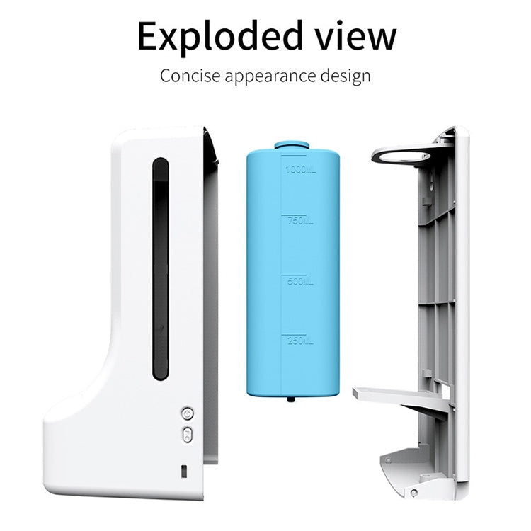 K9 Handsfree Non-contact Body Light-sensitive Distance Sensor Thermometer + 1000ml Automatic Non-contact Liquid Soap Dispenser(White)