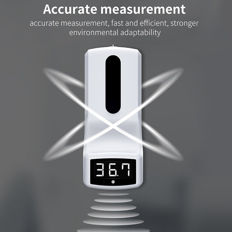 K9 Handsfree Non-contact Body Light-sensitive Distance Sensor Thermometer + 1000ml Automatic Non-contact Liquid Soap Dispenser(White)