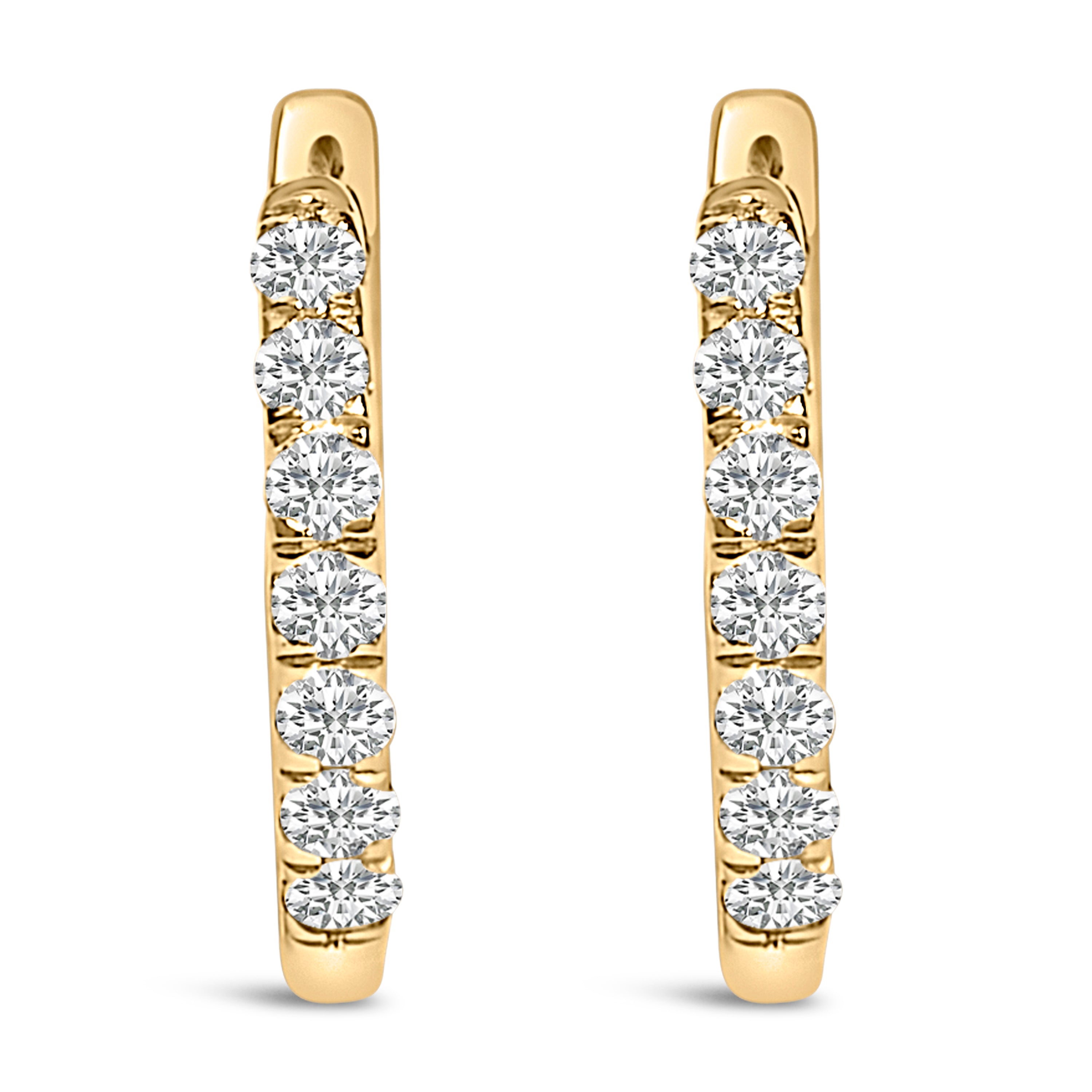 10K Rose Gold 1/4 Cttw Diamond Double Sided Huggie Hoop Earrings