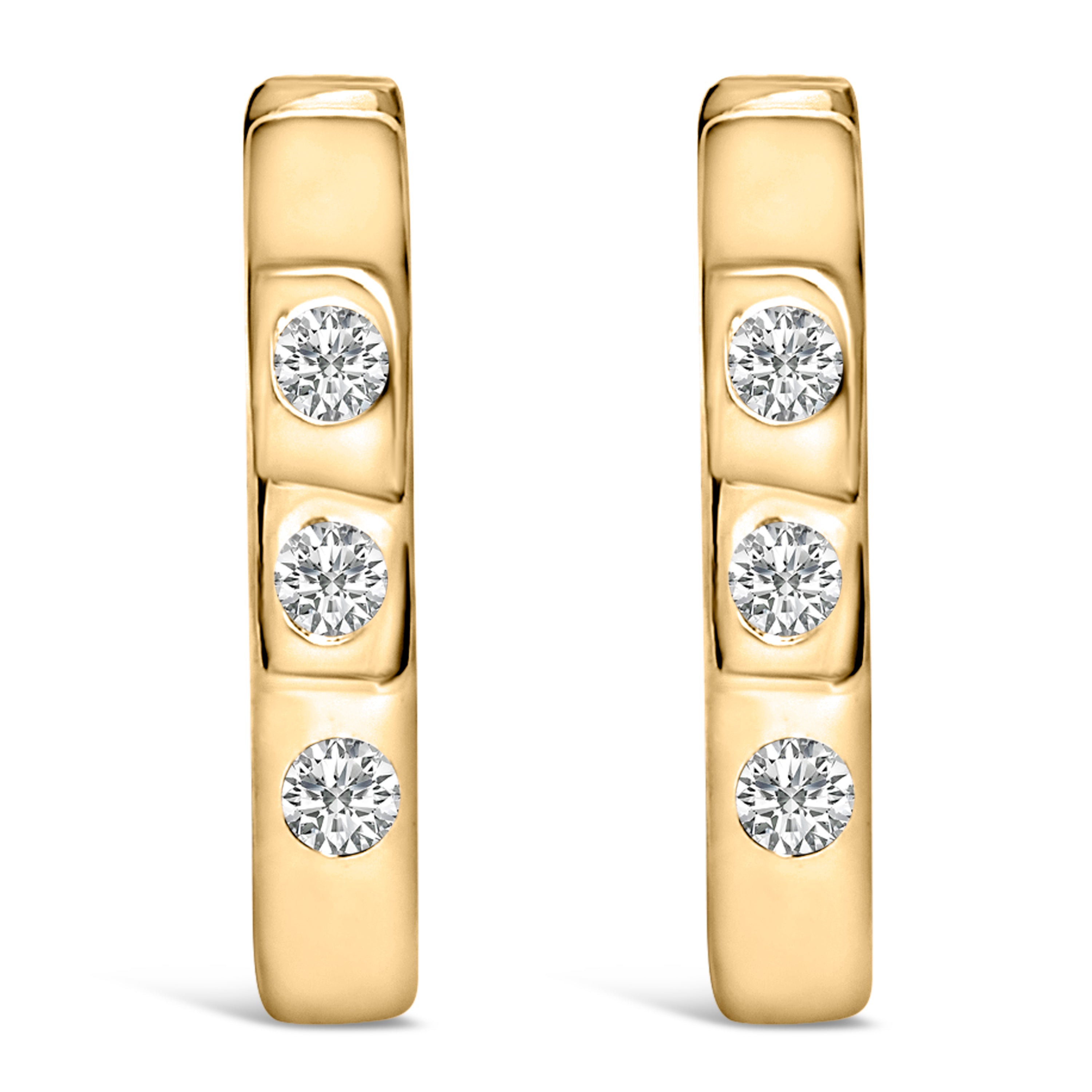 10K White Gold 1/10 Cttw Three Stone Lab Grown Diamond Oval Huggies Hoop Earrings