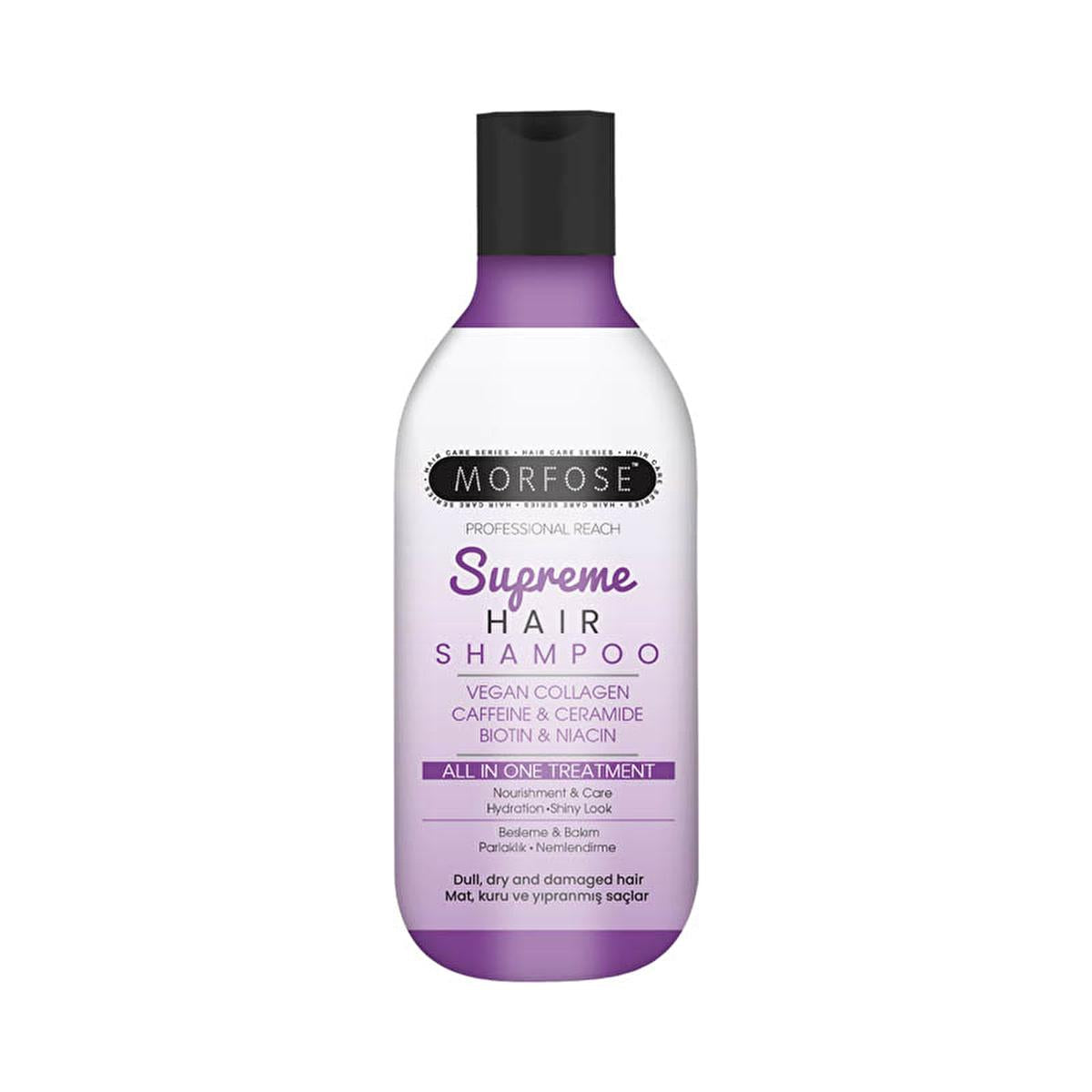 Morfose Supreme Hair Shampoo - Nourishing Formula for Dry, Damaged Hair - Biotin & Vegan Collagen - Strengthens, Moisturizes & Adds Shine (10.14 fl oz)