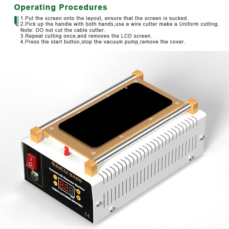BAKU BK-948D 500W Vacuum Anti-static LCD Touch Panel Separator Machine, AC 220V EU Plug