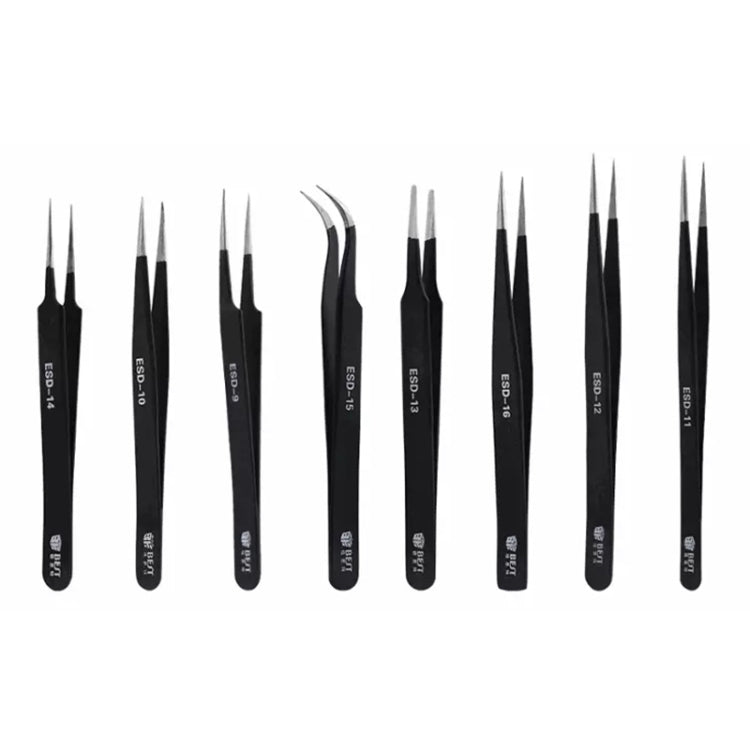 BEST BST-09 Precision Anti-static ESD Stainless Steel Tweezers