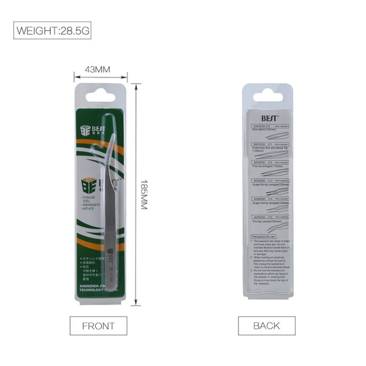 BEST BST-151SA Brushed stainless steel tweezers