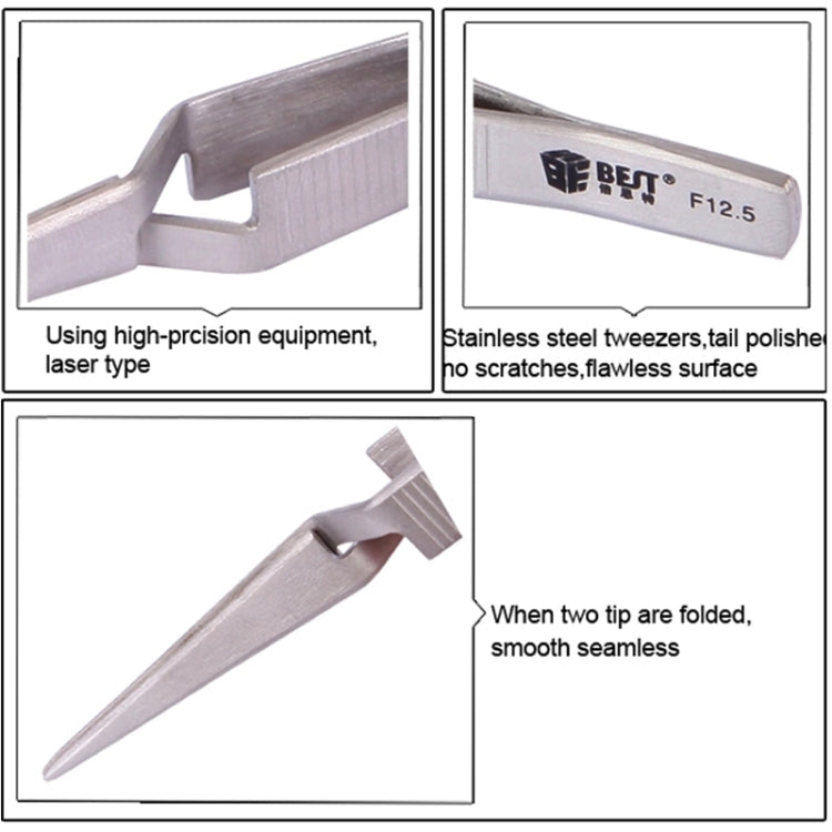 BEST BST-F12.5  Stainless Steel Self Closed Straight Laboratory Tweezers