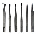 JF-S6in1 6 in 1 Anti-static Carbon Fiber Straight and Curved Tip Tweezers(Black)