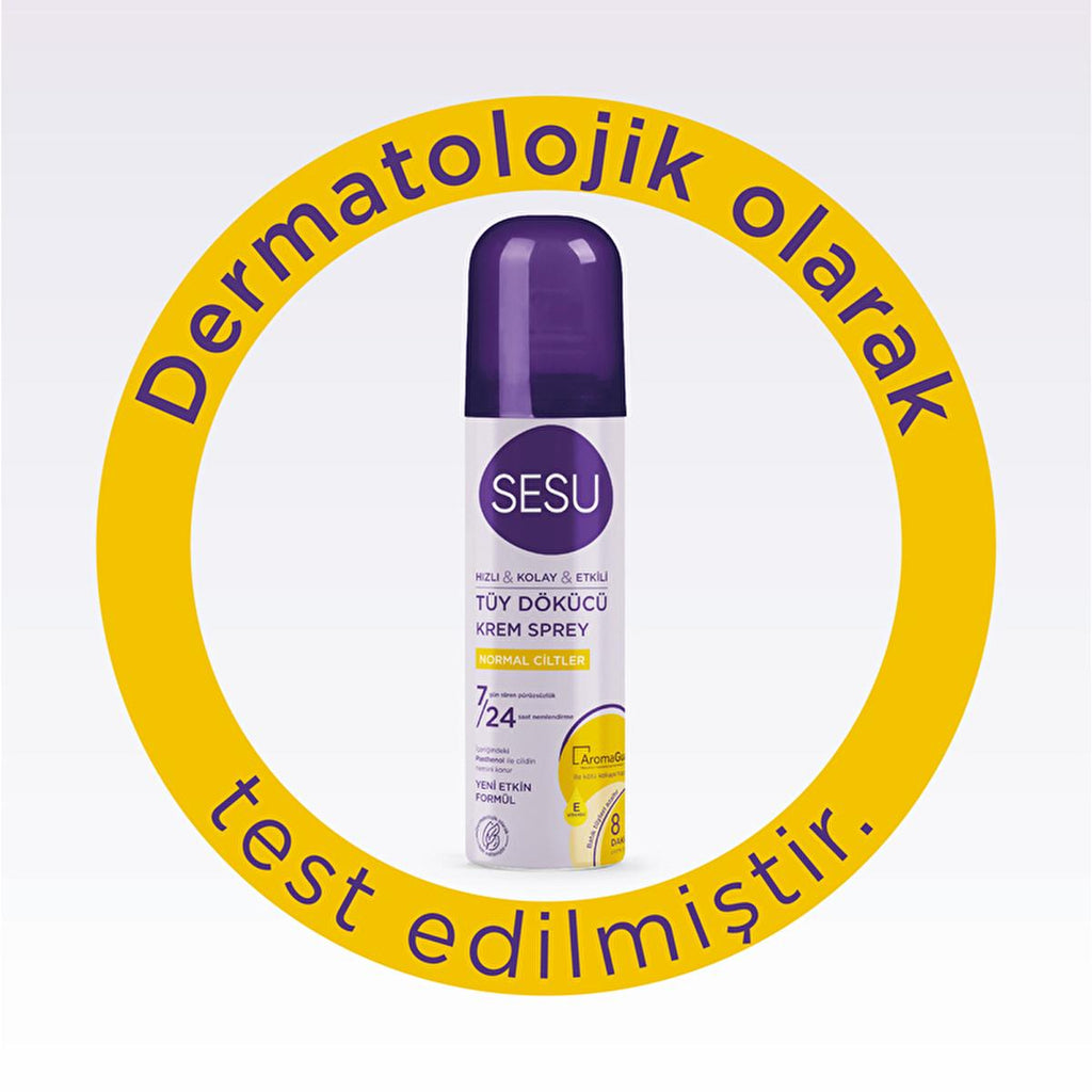 Sesu 8-Minute Hair Removal Cream Spray for All Skin Types - Quick, Easy, Dermatologically Tested