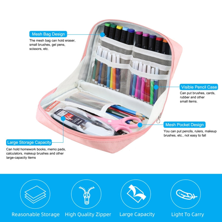 FunAdd Large-capacity Pencil Case Storage Organizer Ant ClothCosmetic Bag, Size: 230 x 170 x 75mm (Pink)