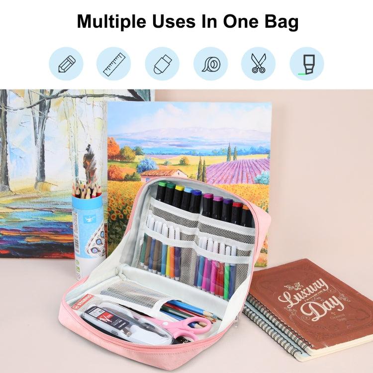 FunAdd Large-capacity Pencil Case Storage Organizer Ant ClothCosmetic Bag, Size: 230 x 170 x 75mm (Pink)
