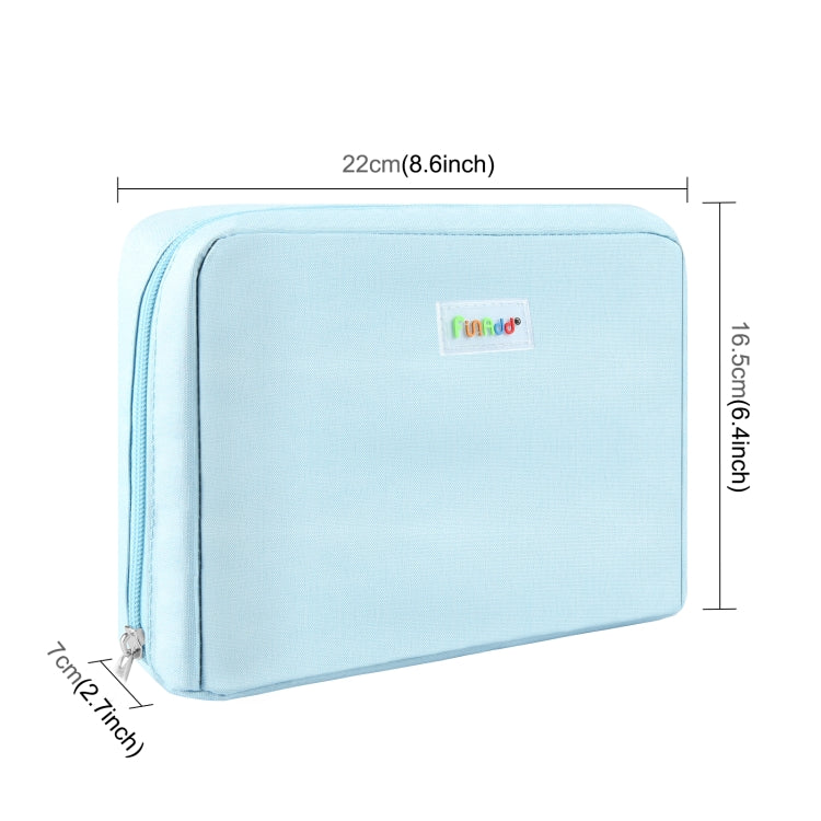 FunAdd Large-capacity Pencil Case Storage Organizer Ant ClothCosmetic Bag, Size: 230 x 170 x 75mm (Light Blue)