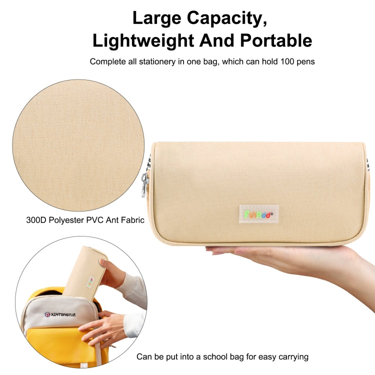 FunAdd Pencil Case Cosmetic Storage Organizer Ant Cloth Glasses Bag, Size: 230 x 110 x 70mm (Apricot)