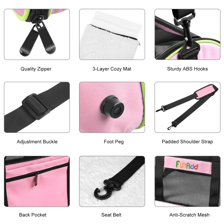 FUNADD Pet Travel Carrier Bag Shoulder Foldable Tote Bag(Pink)