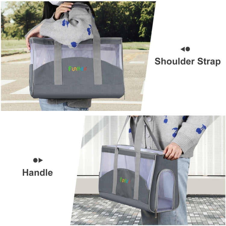 FUNADD Portable Breathable Pet Bag Outdoor Shoulder Tote Bag (Grey)