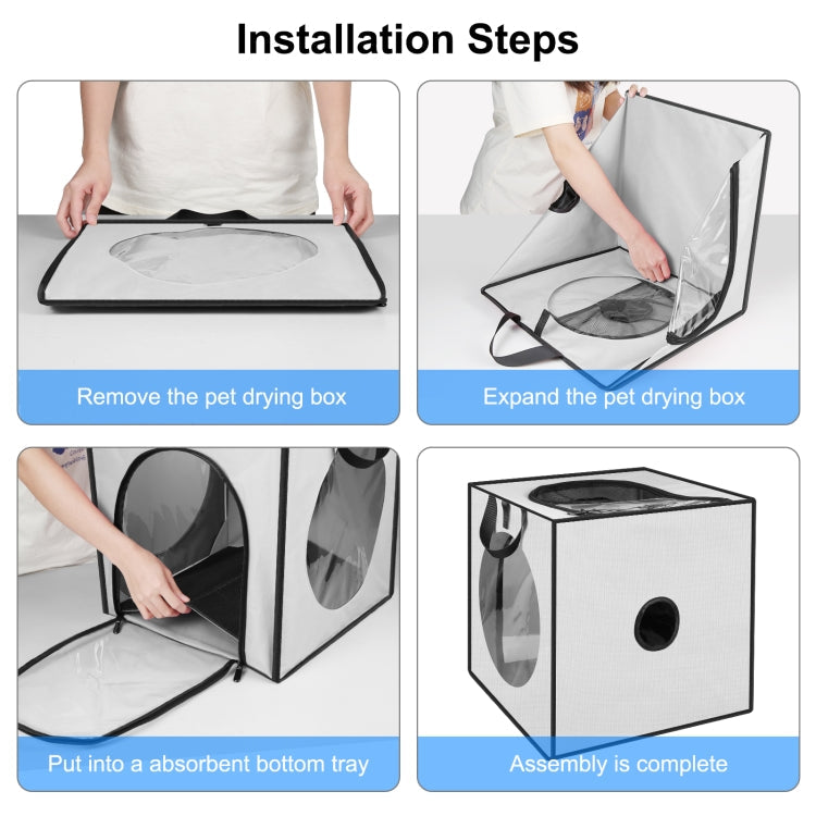 FUNADD Pet Bath Drying Box Portable Folding Dryer Cage, Suitable for Pets up to 5kg(Grey)