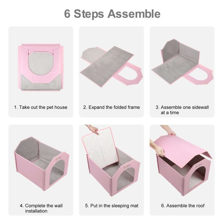 FUNADD Extra Large Folding Weatherproof Pet Houses with Removable Mat (Pink)