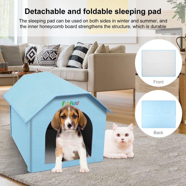 FUNADD Extra Large Folding Weatherproof Pet Houses with Removable Mat (Blue)