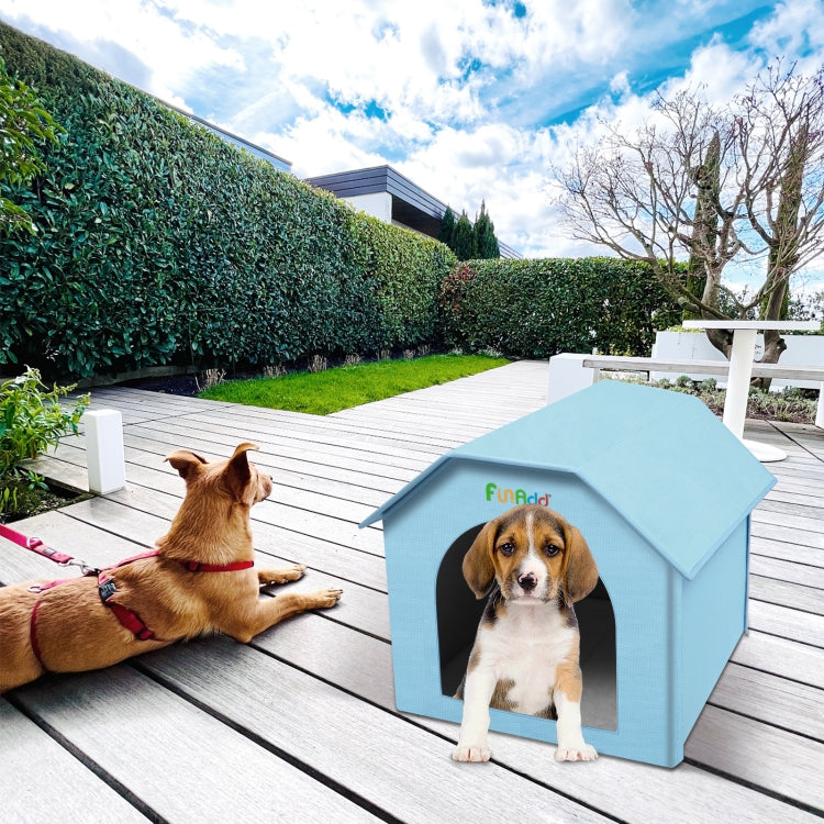FUNADD Extra Large Folding Weatherproof Pet Houses with Removable Mat (Blue)