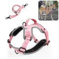 FunAdd Traction Rope Reflective Breathable Nylon Pet Vest Dog Harness, Size: M (Pink)