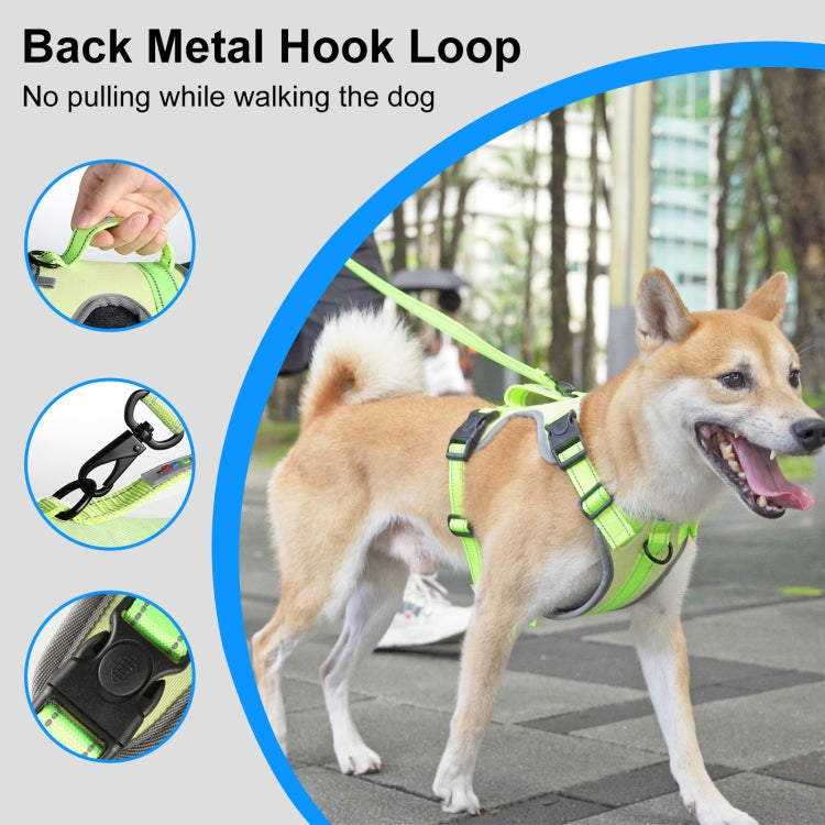 FunAdd Traction Rope Reflective Breathable Nylon Pet Vest Dog Harness, Size: M (Green)