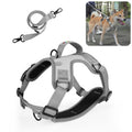 FunAdd Traction Rope Reflective Breathable Nylon Pet Vest Dog Harness, Size: M (Grey)