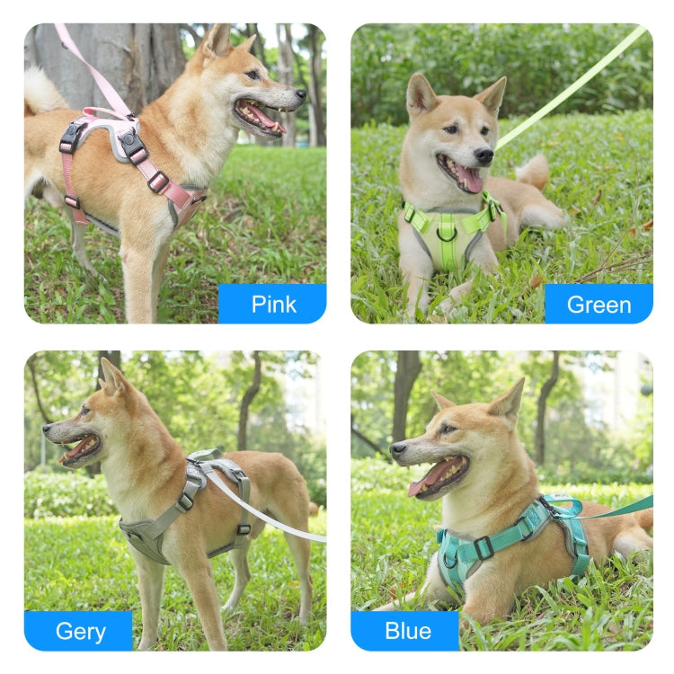 FunAdd Traction Rope Reflective Breathable Nylon Pet Vest Dog Harness, Size: M (Blue)