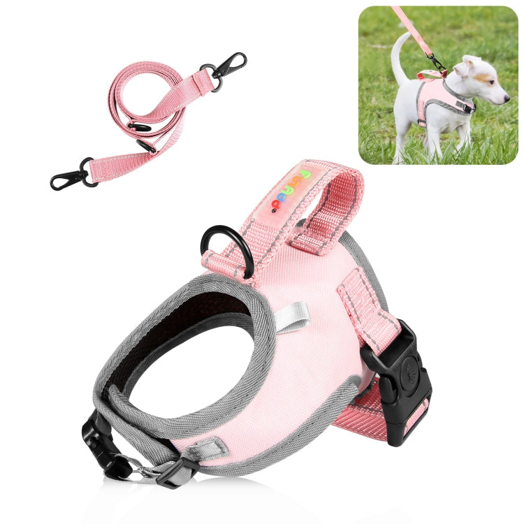 FunAdd Traction Rope Reflective Breathable Nylon Pet Vest Dog Harness, Size: S (Pink)