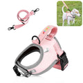 FunAdd Traction Rope Reflective Breathable Nylon Pet Vest Dog Harness, Size: S (Pink)