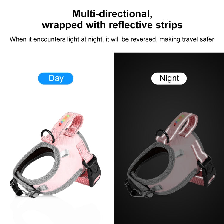 FunAdd Traction Rope Reflective Breathable Nylon Pet Vest Dog Harness, Size: S (Pink)