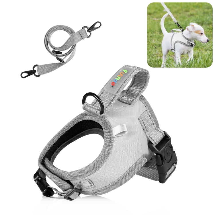 FunAdd Traction Rope Reflective Breathable Nylon Pet Vest Dog Harness, Size: S (Grey)