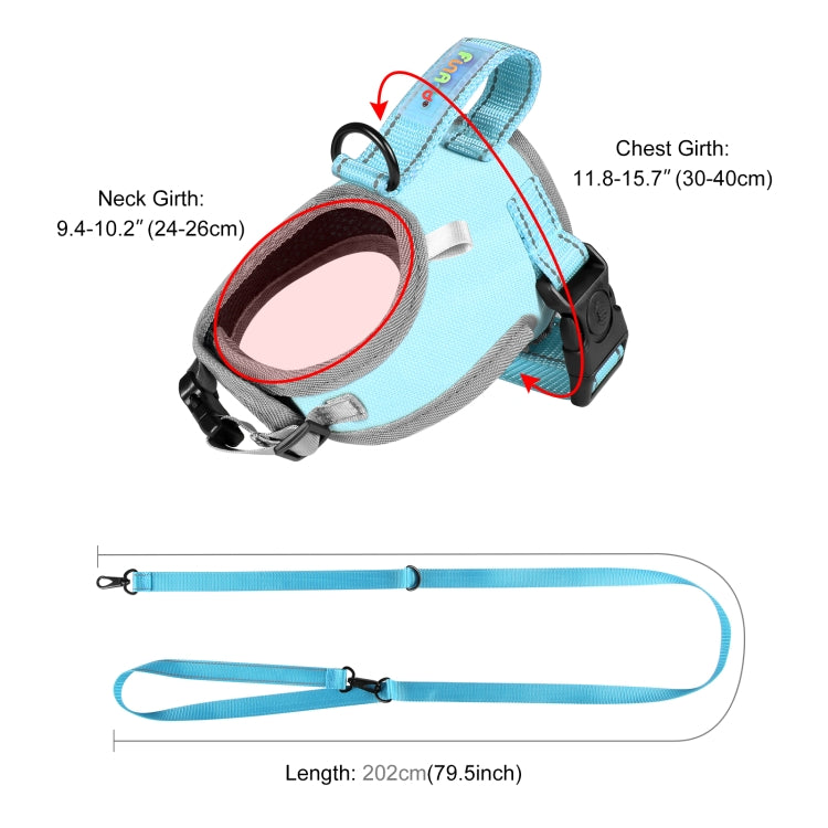 FunAdd Traction Rope Reflective Breathable Nylon Pet Vest Dog Harness, Size: S (Blue)