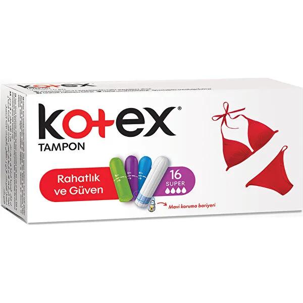 Kotex Super Tampon for Heavy Flow Days - High Absorbency Cotton Tampons for Women, 16 Count