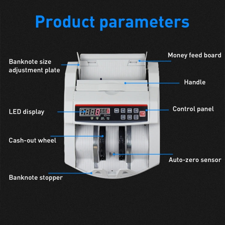 2108UV/IR 110V Portable Multi-Currency Money Counter, Specification: US Plug