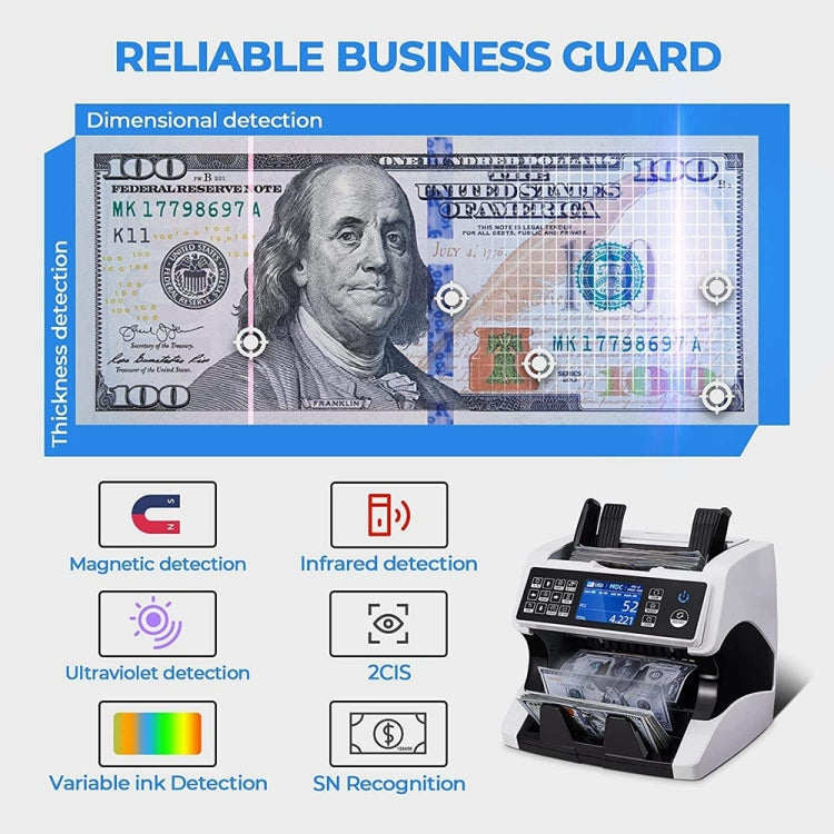 AL-920 Dual CIS Image Multi-Currency Vertical Currency Counter, Specifications:US Plug