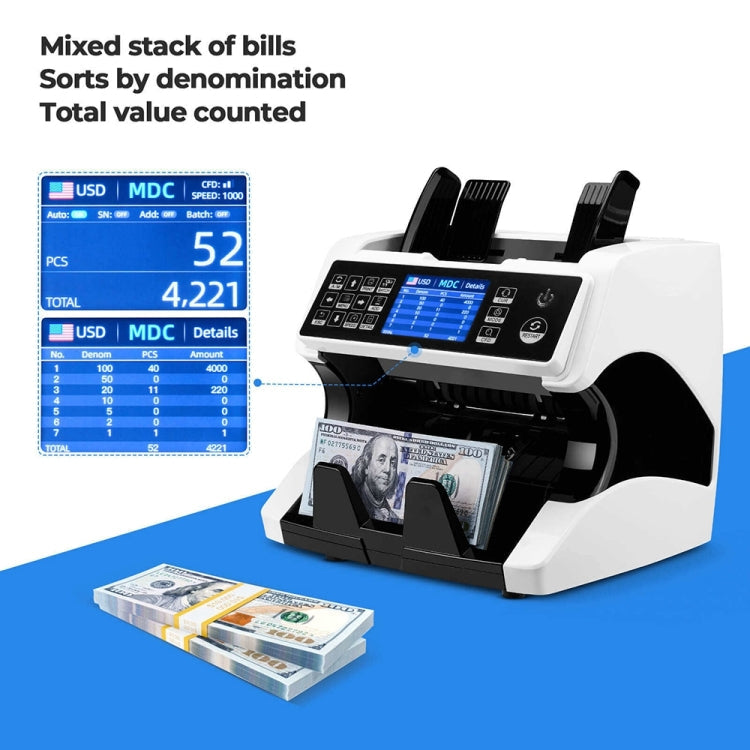 AL-920 Dual CIS Image Multi-Currency Vertical Currency Counter, Specifications:EU Plug