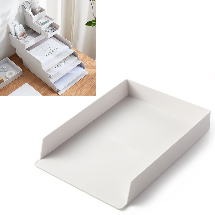 Desktop Removable A4 Assembled File Storage Box(Grey White)