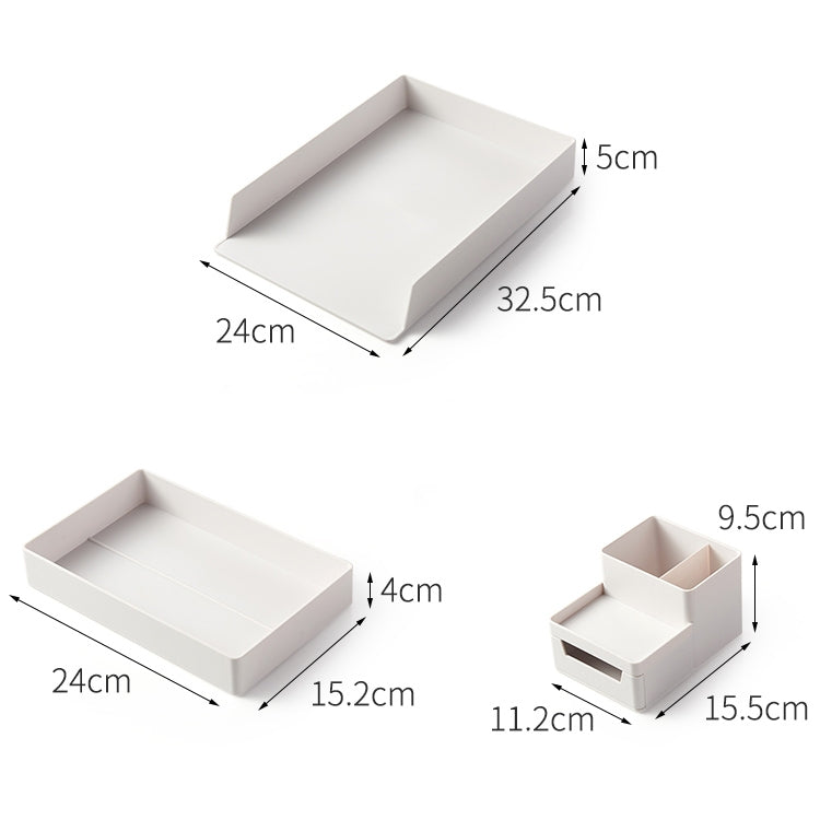 Desktop Removable A4 Assembled File Storage Box(Grey White)