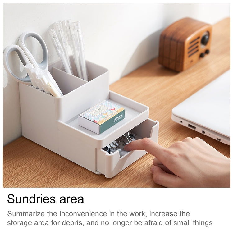 Desk-top Removable Pen Holder Stationery Box Assembly File Storage Box(Grey White)