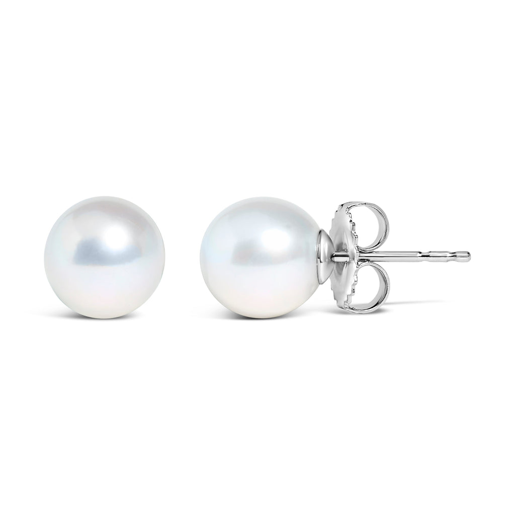 14k White Gold 5-5.5MM Akoya Cultured Pearl Solitaire Stud Earrings