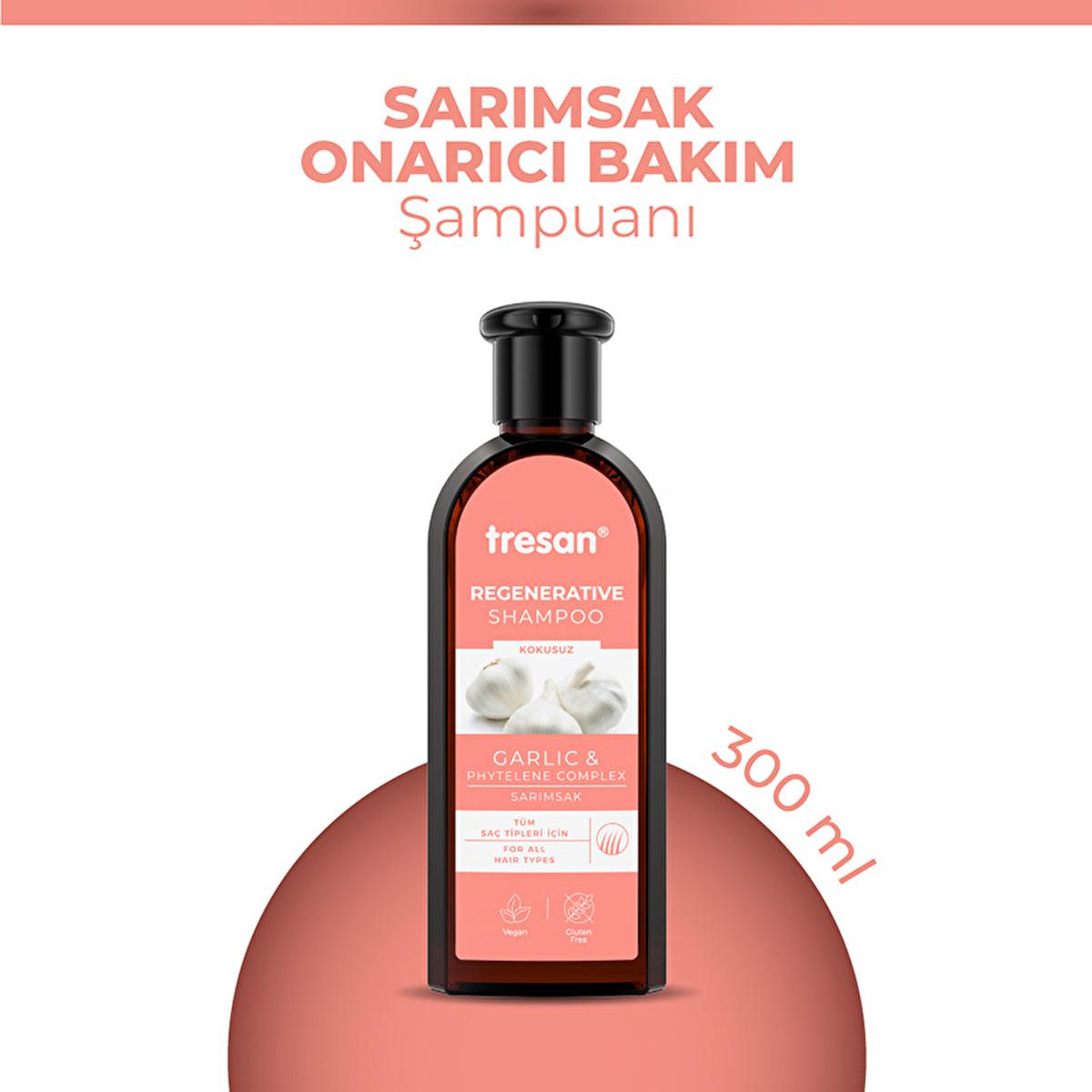 Tresan Repairing Shampoo with Garlic Extract - Nourishing Hair Care for Damaged Hair, 10.14 fl oz