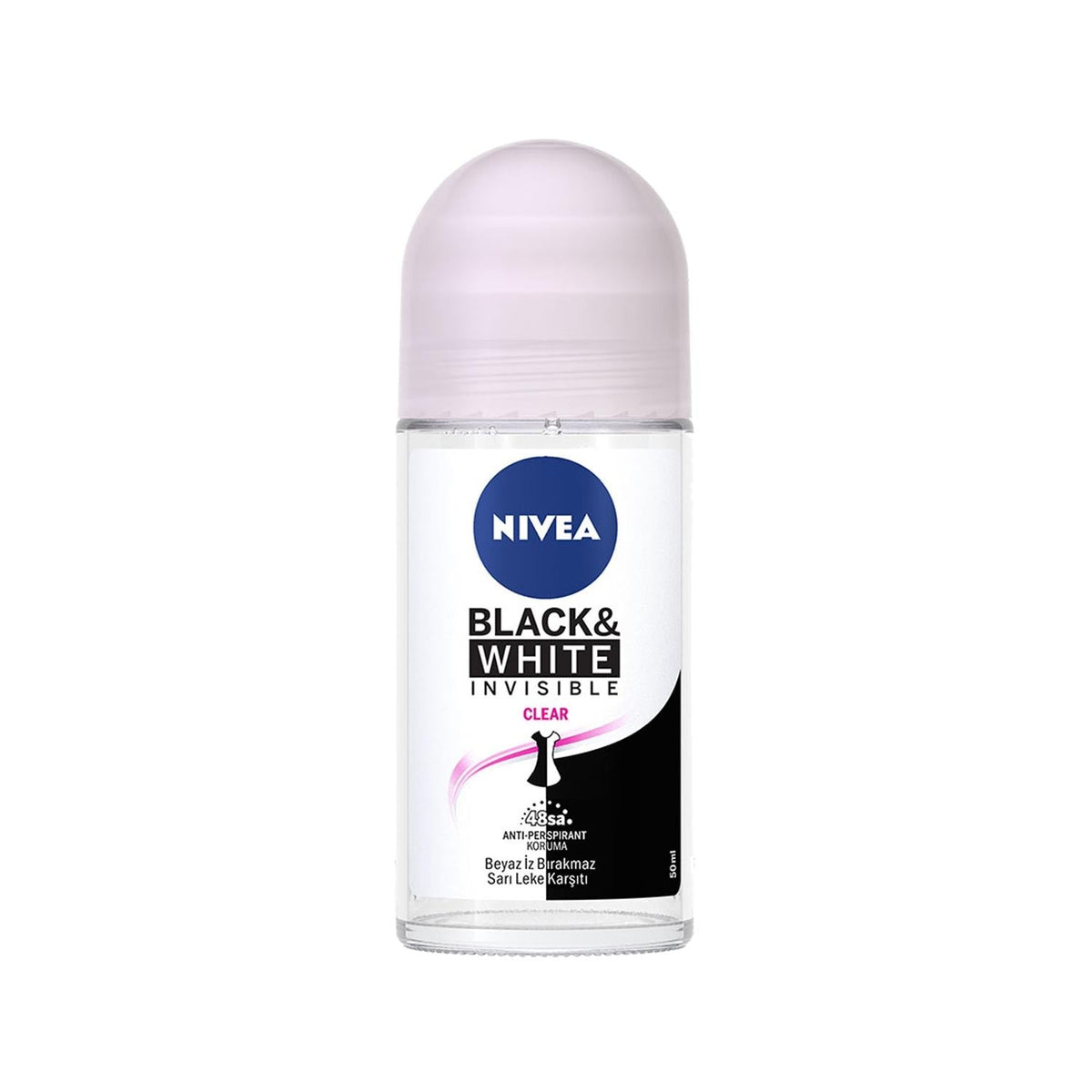Nivea Black&White Invisible Clear Roll-On Deodorant 50ml - Antiperspirant Protection