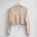 Charleston Embossed Puff Print Cropped Sweater: Natural / White / M