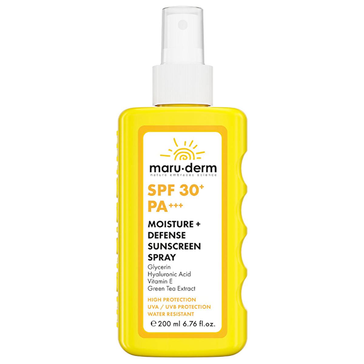 Maruderm SPF 30+ Sunscreen Spray: Hyaluronic Acid Moisturizing Sun Protection - Broad Spectrum, Non-Greasy, Ideal for Sensitive Skin, Daily Use