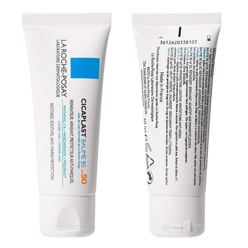 La Roche Posay Cicaplast Baume B5 SPF 50 Soothing Moisturizer Cream for Dry & Damaged Skin - Non-Greasy, Vitamin B5 Enriched Sunscreen (1.35 fl oz)