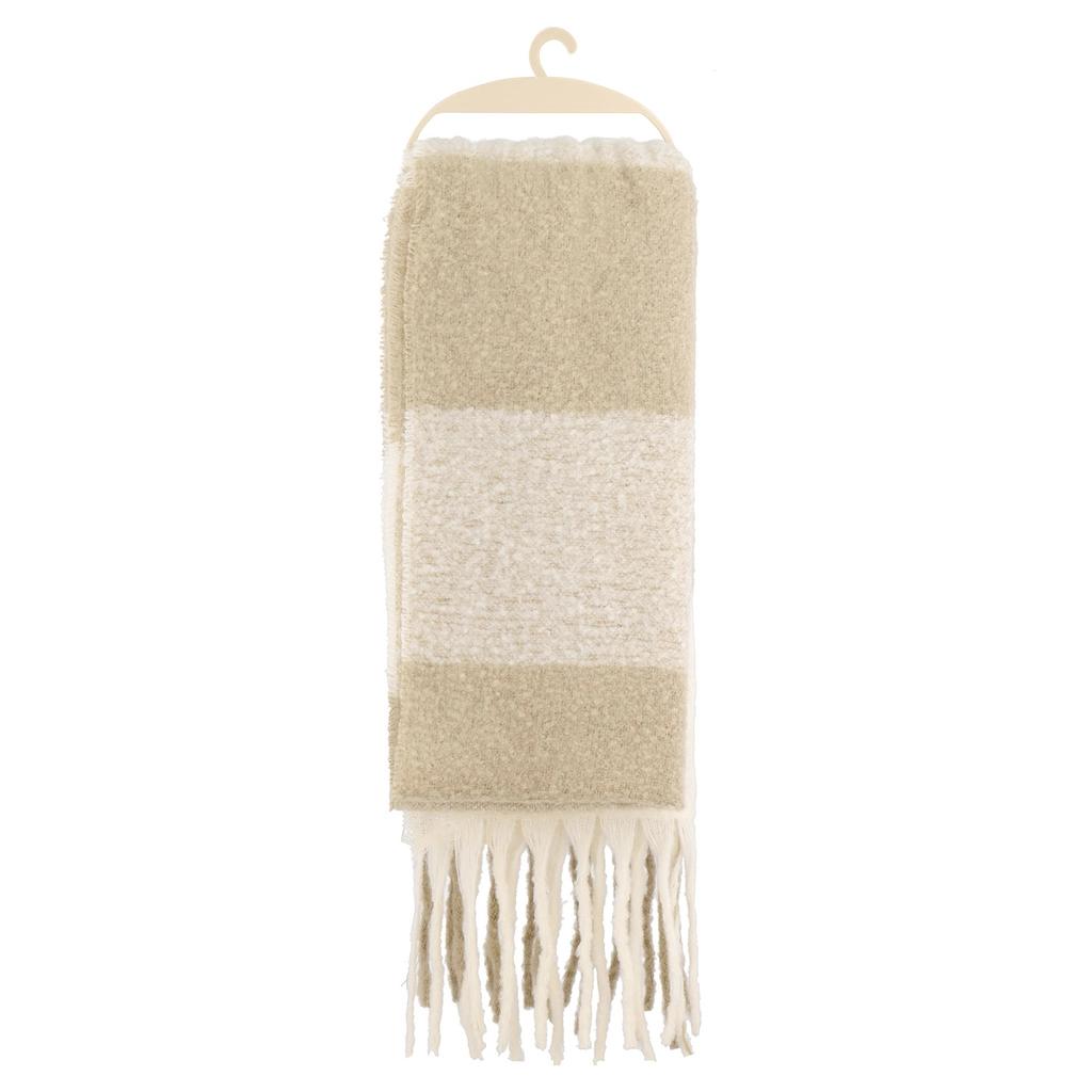 Eklips Cream and Beige Checkered Square Scarf